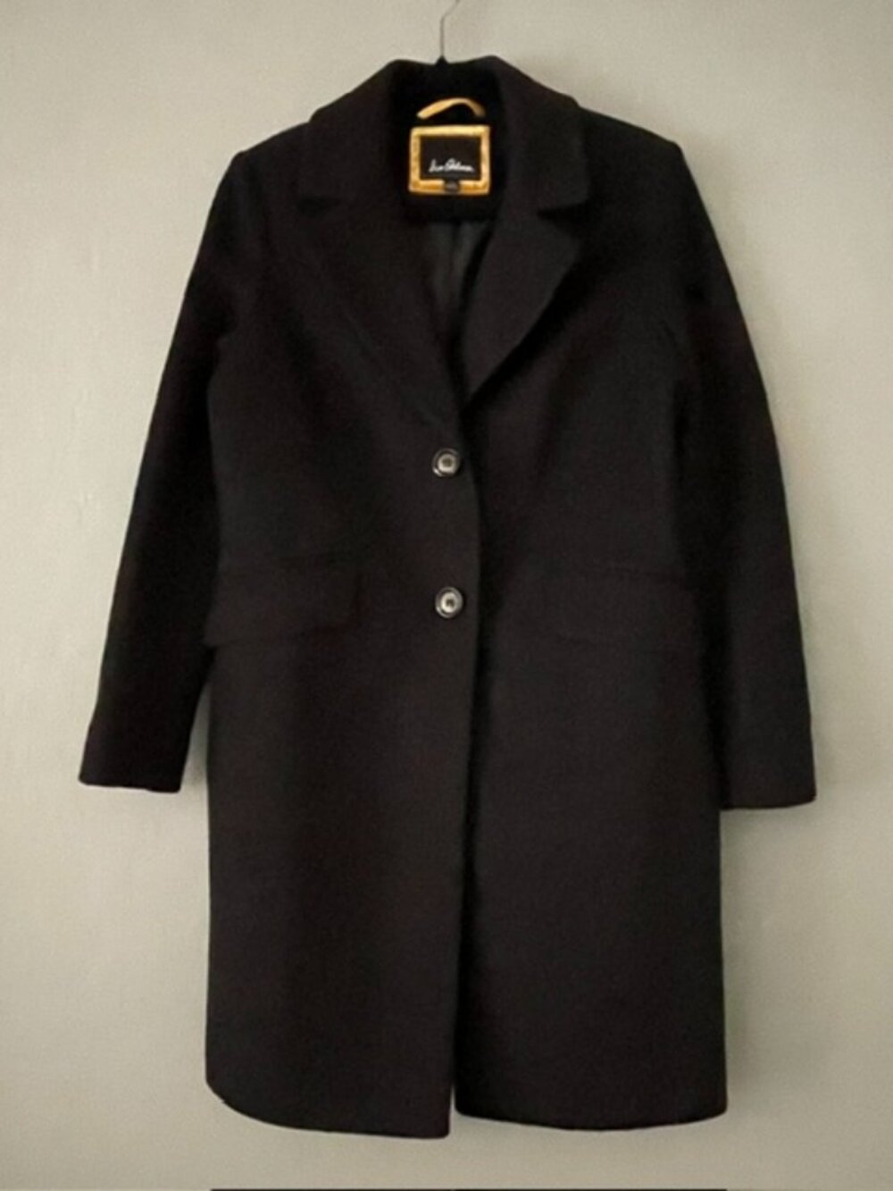 Sam Edelman Black Wool Blend Notch Lapel Clean Cut 2-Button Tailored Longline S